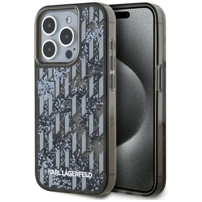 KARL LAGERFELD - Karl Lagerfeld iPhone15 Pro Mobilskal MagSafe Liquid Glitter - Svart
