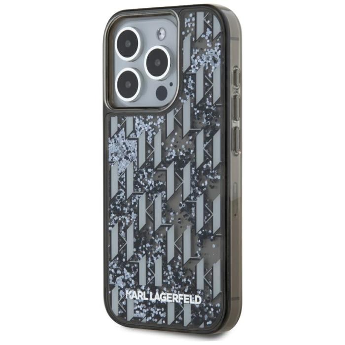 KARL LAGERFELD - Karl Lagerfeld iPhone15 Pro Mobilskal MagSafe Liquid Glitter - Svart