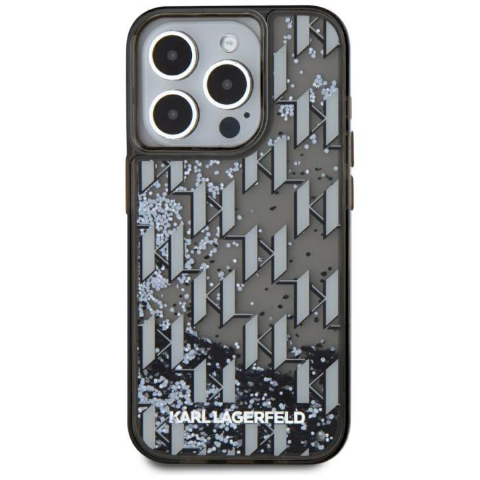 KARL LAGERFELD - Karl Lagerfeld iPhone15 Pro Mobilskal MagSafe Liquid Glitter - Svart