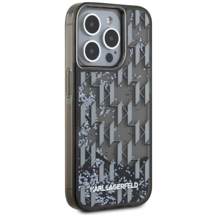 KARL LAGERFELD - Karl Lagerfeld iPhone15 Pro Mobilskal MagSafe Liquid Glitter - Svart