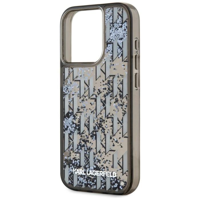 KARL LAGERFELD - Karl Lagerfeld iPhone15 Pro Mobilskal MagSafe Liquid Glitter - Svart