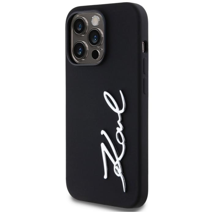 KARL LAGERFELD - Karl Lagerfeld iPhone 14 Pro Skal MagSafe Metal Script Svart