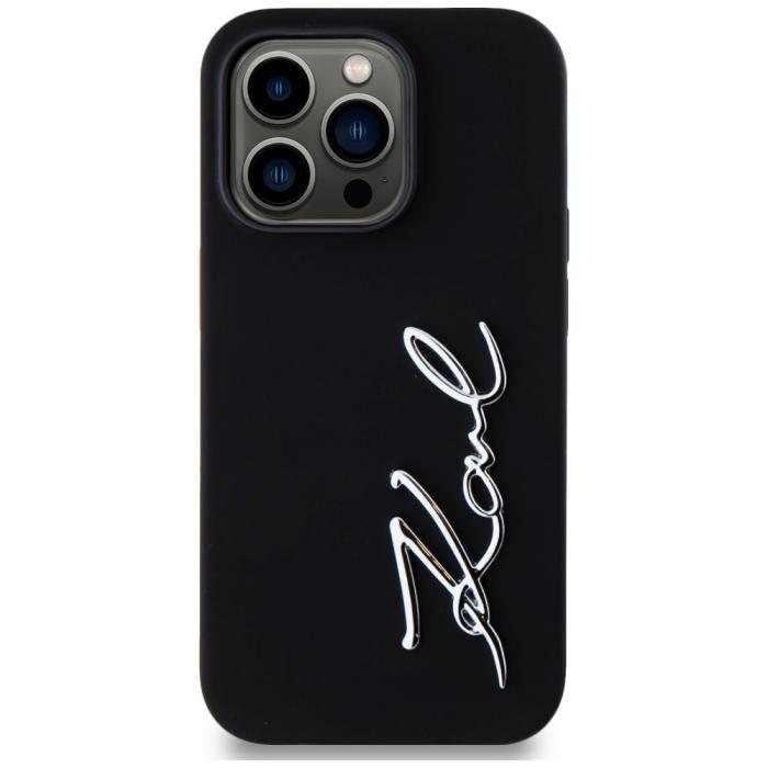 KARL LAGERFELD - Karl Lagerfeld iPhone 14 Pro Skal MagSafe Metal Script Svart