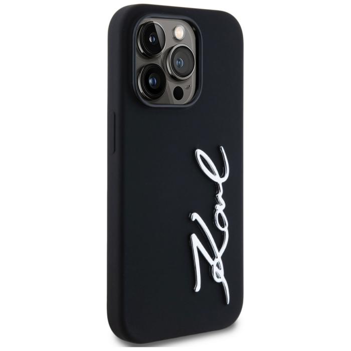 KARL LAGERFELD - Karl Lagerfeld iPhone 14 Pro Skal MagSafe Metal Script Svart