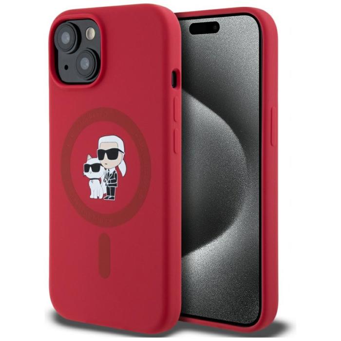 KARL LAGERFELD - Karl Lagerfeld iPhone 15 Mobilskal MagSafe Karl & Choupette Röd