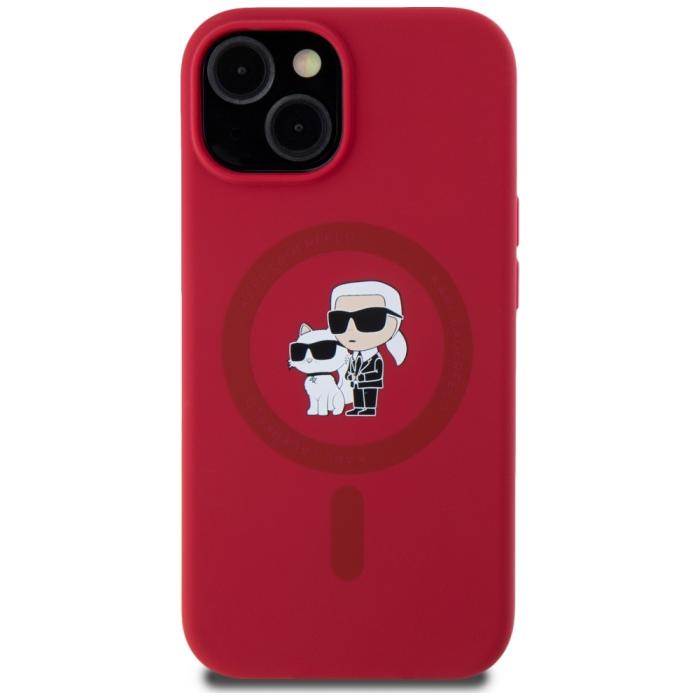 KARL LAGERFELD - Karl Lagerfeld iPhone 15 Mobilskal MagSafe Karl & Choupette Röd