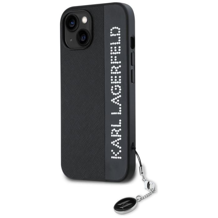 KARL LAGERFELD - Karl Lagerfeld iPhone 15 Mobilskal MagSafe Saffiano Rhinestones - Svart