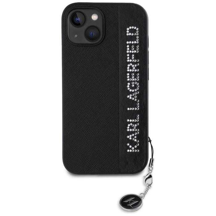 KARL LAGERFELD - Karl Lagerfeld iPhone 15 Mobilskal MagSafe Saffiano Rhinestones - Svart