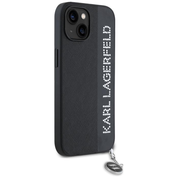 KARL LAGERFELD - Karl Lagerfeld iPhone 15 Mobilskal MagSafe Saffiano Rhinestones - Svart
