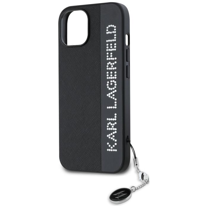KARL LAGERFELD - Karl Lagerfeld iPhone 15 Mobilskal MagSafe Saffiano Rhinestones - Svart