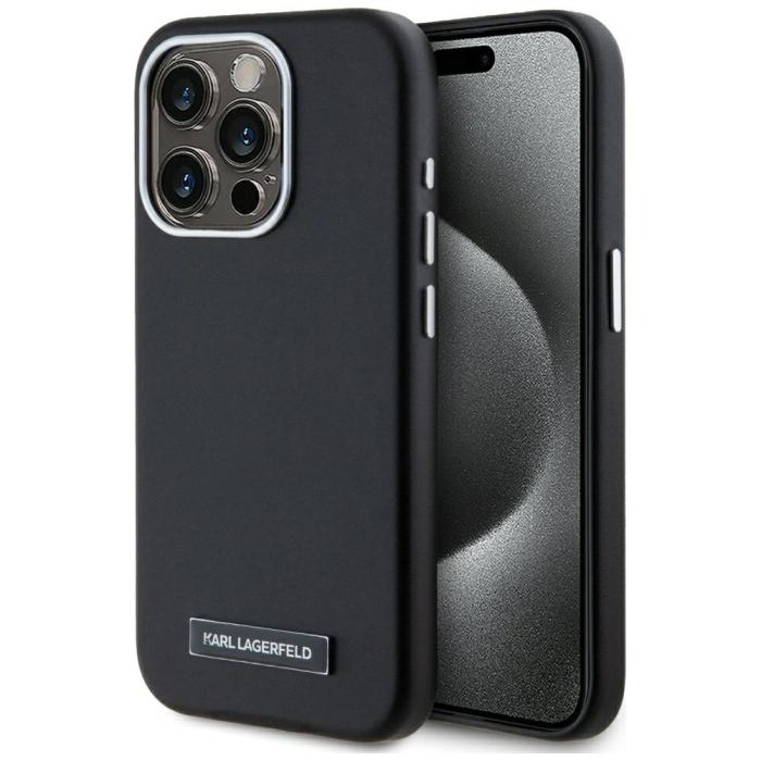 KARL LAGERFELD - Karl Lagerfeld iPhone 15 Pro Mobilskal MagSafe FW Metal Plate - Svart