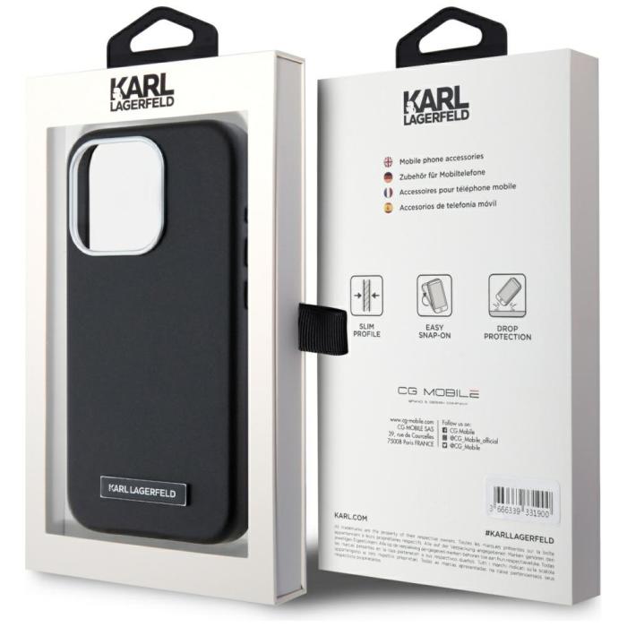 KARL LAGERFELD - Karl Lagerfeld iPhone 15 Pro Mobilskal MagSafe FW Metal Plate - Svart