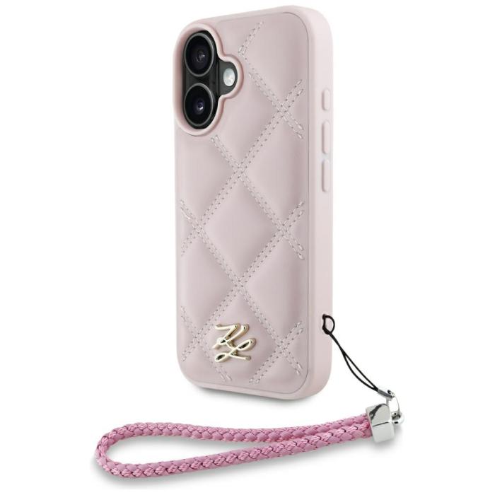 KARL LAGERFELD - Karl Lagerfeld iPhone 16 Mobilskal MagSafe Quilted Logo Strap - Svart