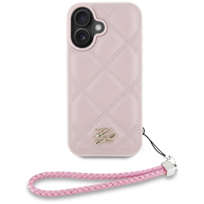 KARL LAGERFELD - Karl Lagerfeld iPhone 16 Mobilskal MagSafe Quilted Logo Strap - Svart