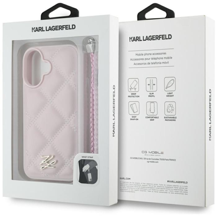 KARL LAGERFELD - Karl Lagerfeld iPhone 16 Mobilskal MagSafe Quilted Logo Strap - Svart
