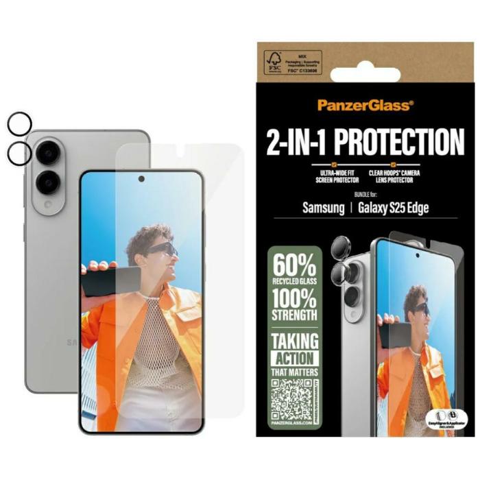 PanzerGlass - PanzerGlass Galaxy S25 Edge Härdat Glas Skärmskydd med Kameralinsskydd