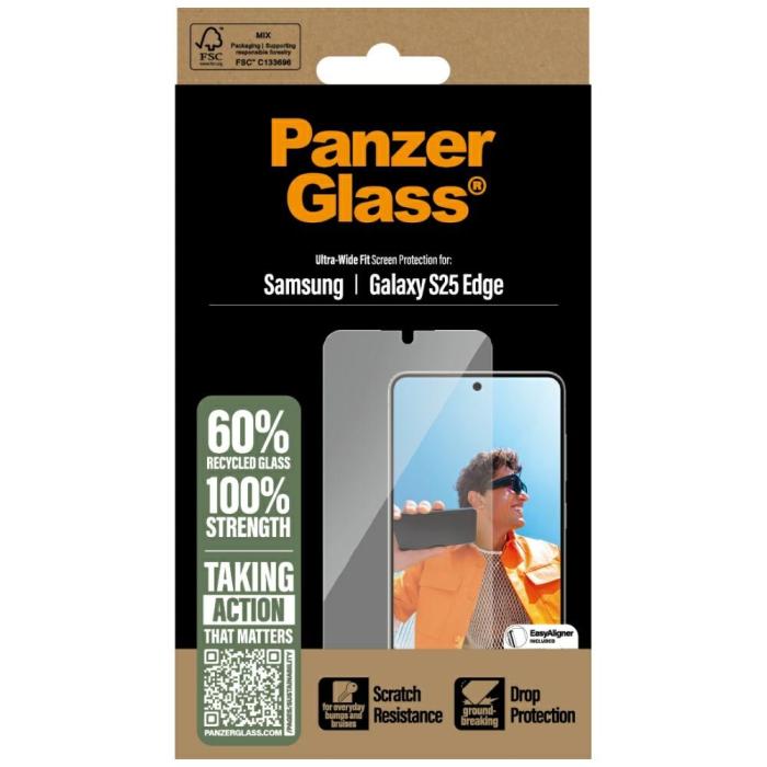 PanzerGlass - PanzerGlass Galaxy S25 Edge Härdat Glas Skärmskydd Uktra-Wide Fit