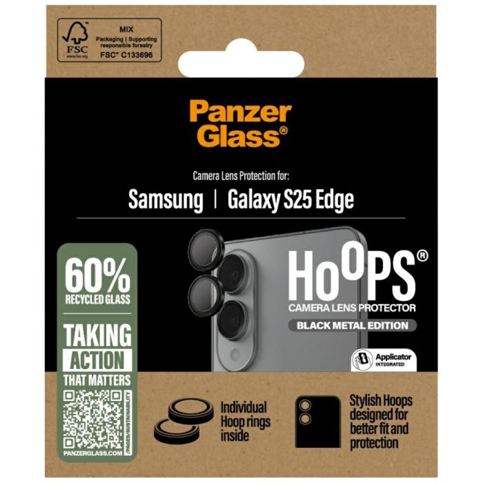 PanzerGlass - PanzerGlass Galaxy S25 Edge Kameralinsskydd Härdat Glas Hoops - Svart