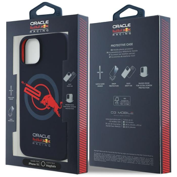 Red Bull - Red Bull iPhone 15 Mobilskal MagSafe MagSafe Logo Red Lining - Marinblå