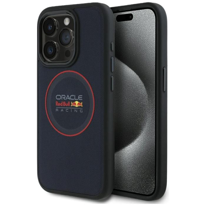 Red Bull - Red Bull iPhone 15 Pro Mobilskal MagSafe Leather Red Ring - Marinblå