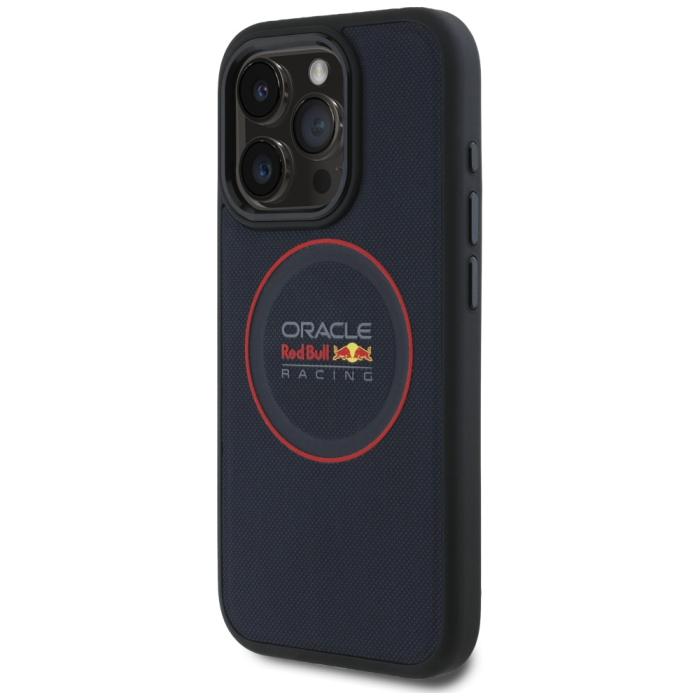 Red Bull - Red Bull iPhone 15 Pro Mobilskal MagSafe Leather Red Ring - Marinblå