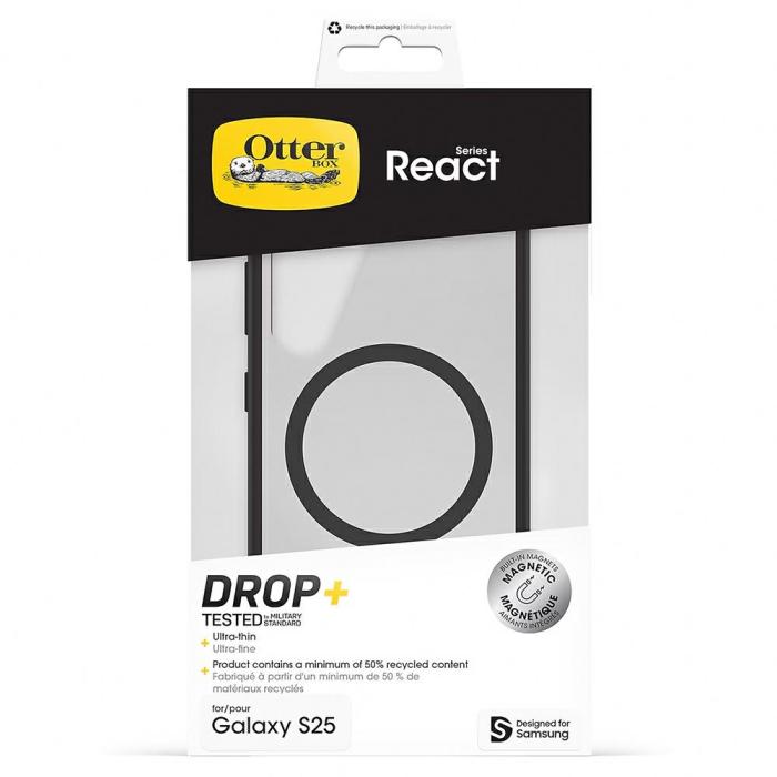 Samsung - Samsung Galaxy S25 Mobilskal MagSafe MagSafe Otterbox React - Svart