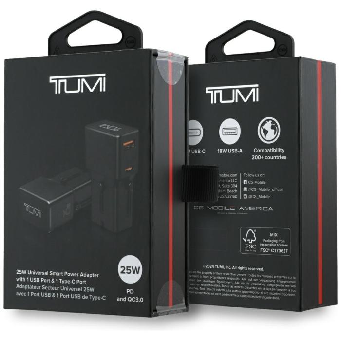 Tumi - TUMI Reseladdare Adapter 25W USB-C/USB-A – Svart