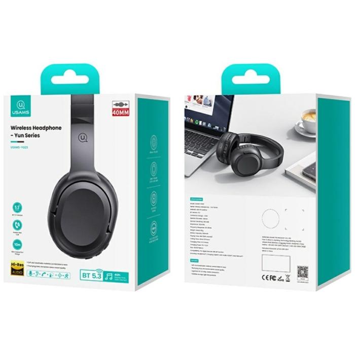 USAMS - USAMS Bluetooth 5.3 On-Ear Hörlurar Yun Series (USAMS-YG23) – Svart