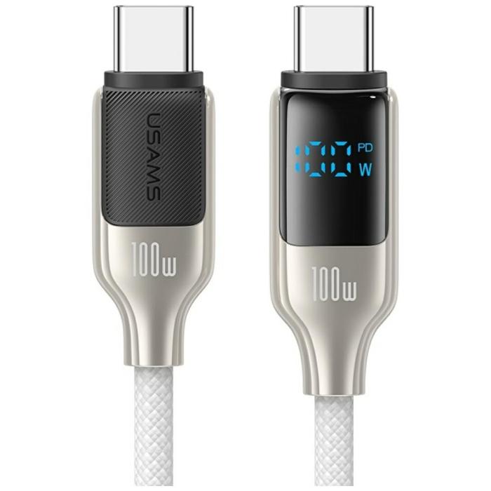 USAMS - USAMS HX Series USB-C/USB-C Kabel 100W 1,2 m Digital Display – Svart