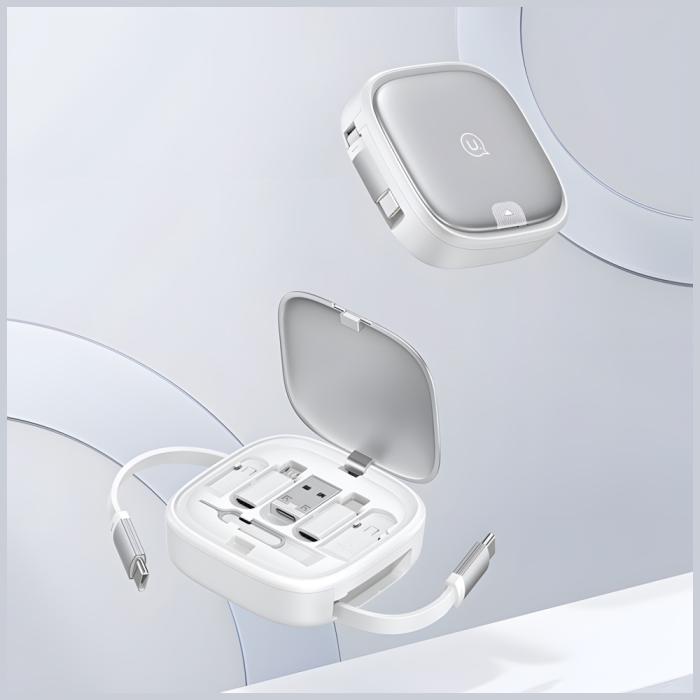 USAMS - USAMS Kabel 3-i-1 Box MicroUSB/USB-C/Lightning 60W SJ650USB01 - Stål