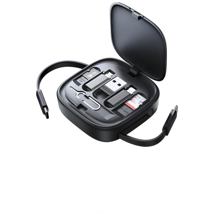 USAMS - USAMS Kabel 3-i-1 Box MicroUSB/USB-C/Lightning 60W SJ650USB01 - Stål