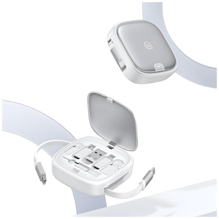 USAMS - USAMS Kabel 3-i-1 Box MicroUSB/USB-C/Lightning 60W SJ650USB01 - Stål