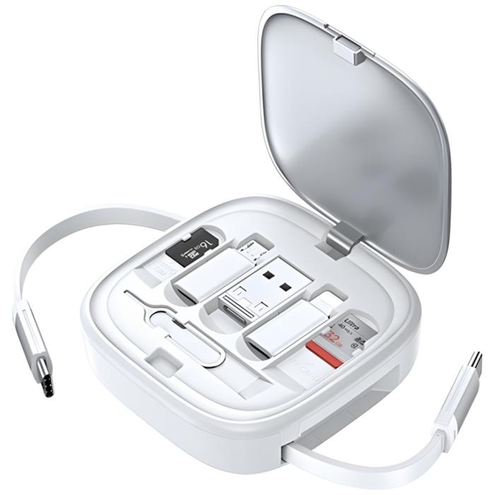 USAMS - USAMS Kabel 3-i-1 Box MicroUSB/USB-C/Lightning 60W SJ650USB02 - Silver