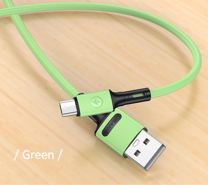 USAMS - USAMS Kabel U52 microUSB 2A Snabbladdning 1m grön SJ435USB02