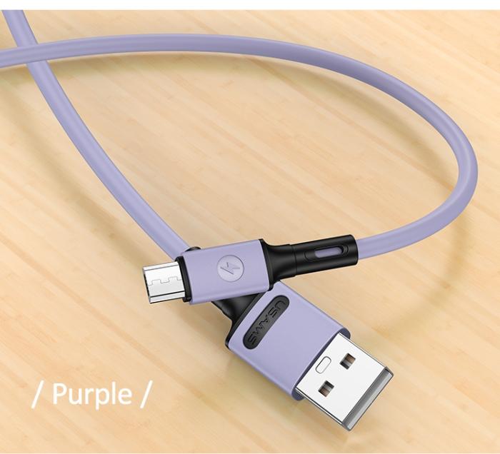 USAMS - USAMS Kabel U52 microUSB 2A Snabbladdning 1m lila SJ435USB04