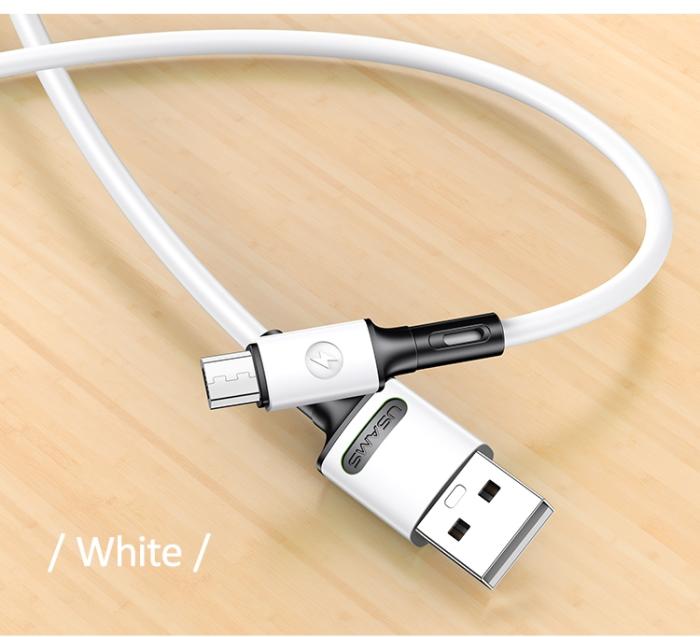 USAMS - USAMS Kabel U52 microUSB 2A Snabbladdning 1m vit SJ435USB01