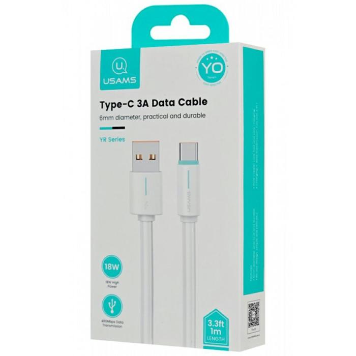 USAMS - USAMS Kabel USB-C 3A YU-serie 1m (US-SJ732) - Vit