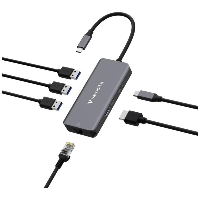 Verbatim - Verbatim Hub USB-C/HDMI/3xUSB-A 3.2/RJ45 32157 - Aluminium