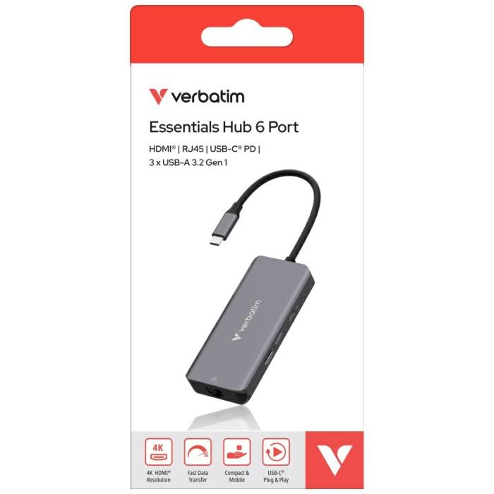Verbatim - Verbatim Hub USB-C/HDMI/3xUSB-A 3.2/RJ45 32157 - Aluminium
