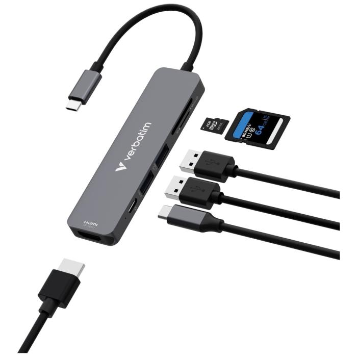 Verbatim - Verbatim Hub USB-C/HDMI/USB-A/SD/mSD 32156 - Aluminium