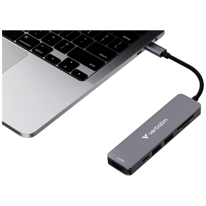 Verbatim - Verbatim Hub USB-C/HDMI/USB-A/SD/mSD 32156 - Aluminium