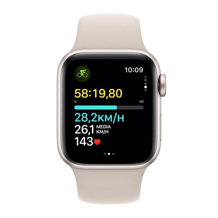 Apple - Apple Watch Se 2023 44mm GPS Starlight Alu Case Starlight Sports Band S-M