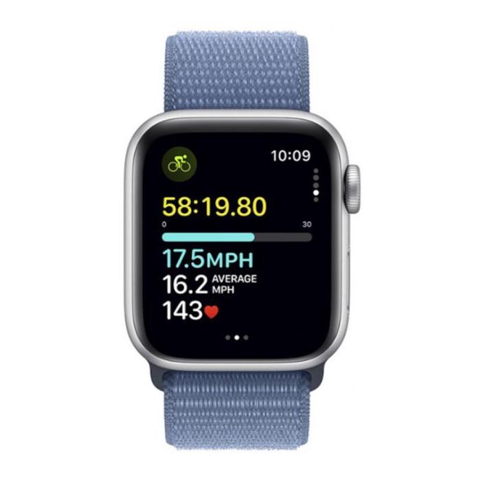 Apple - Apple Watch Se (2nd Gen) 2023 40mm GPS Silver Aluminium Case Med Blå Sports Loop