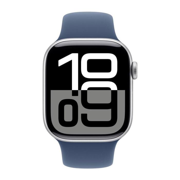 Apple - Apple Watch Series 10 42mm Silver Aluminium Case Blå Sports Band M/L