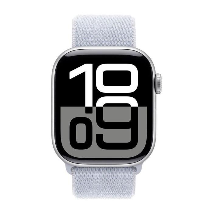 Apple - Apple Watch Series 10 42mm Silver Aluminium Case With Blå Sports Loop