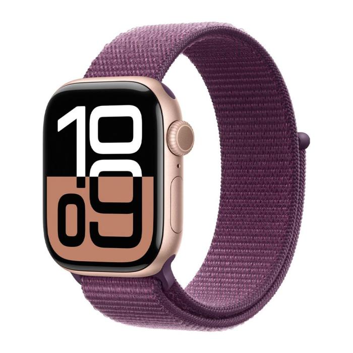 Apple - (NY) Apple Watch Series 10 42mm 4G Rosa Guld Aluminium Case Lila Sports Loop