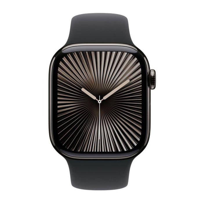 Apple - Apple Watch 10 46mm 4G Skiffer Titan Case With Svart Sports Band S-M