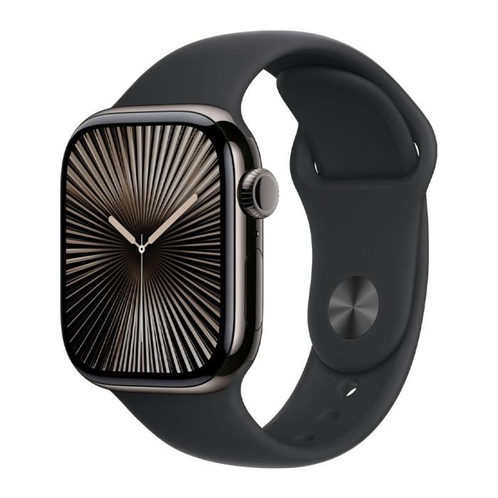 Apple - Apple Watch 10 46mm 4G Skiffer Titan Case With Svart Sports Band S-M