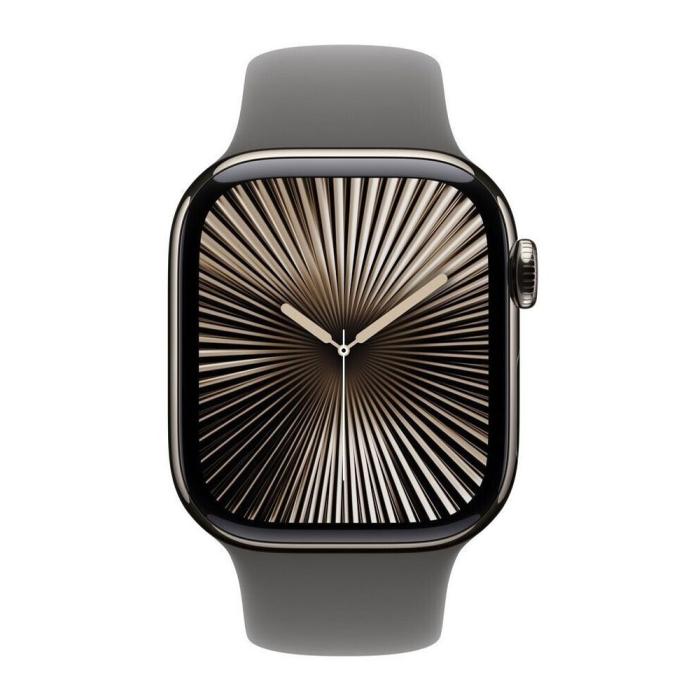 Apple - Apple Watch 10 42mm 4G Silver Titan Case With Grey Sports Band S-M
