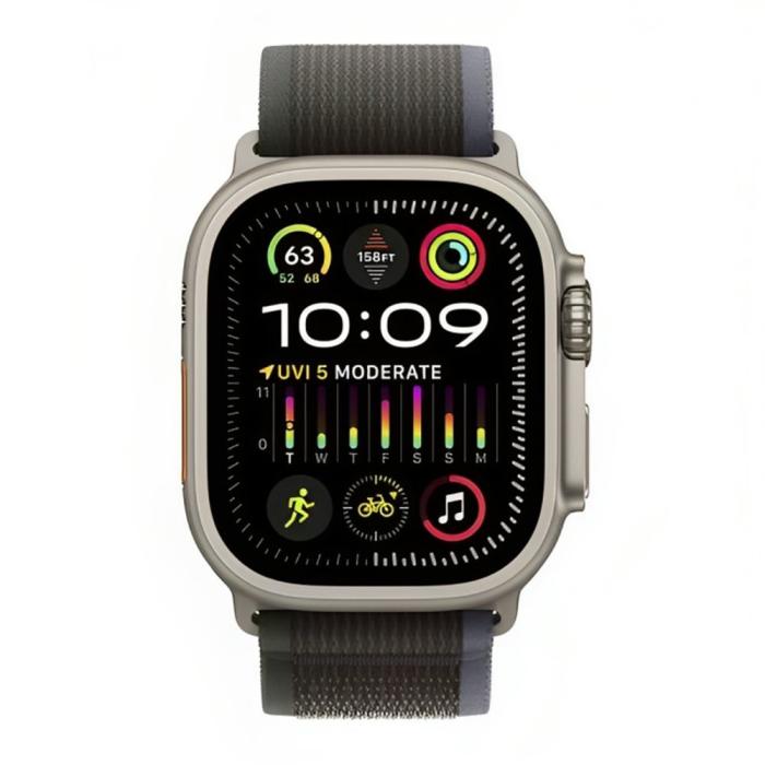 Apple - Apple Watch Ultra 2 (2023) 49mm 4G Titan Case Blå-Svart Trail Loop S-M
